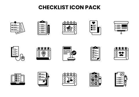 Checklist DuoTone Set Icons Pack Stock Illustration