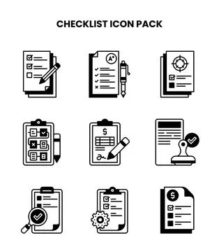 Checklist DuoTone Set Icons Pack Stock Illustration