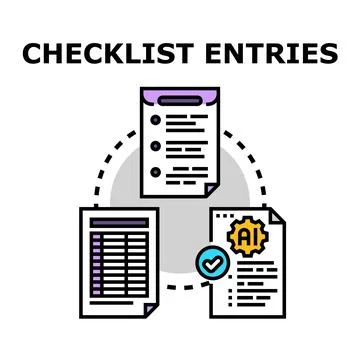 Checklist entries concept transforming data with ai process Stockillustratie