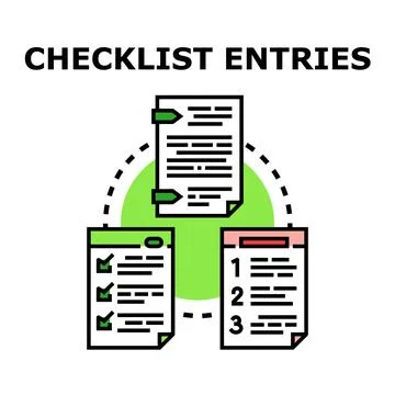 Checklist entries documenting project task planning and completion Stock Illustration