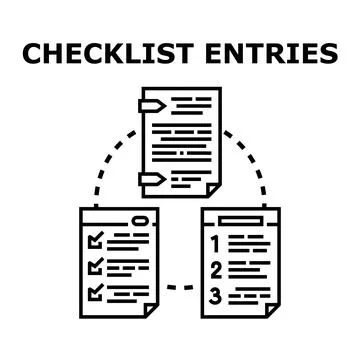Checklist entries documenting project task planning and completion Stock Illustration