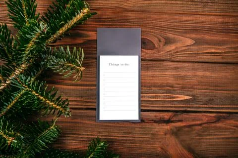 Checklist with fir tree Stock Photos