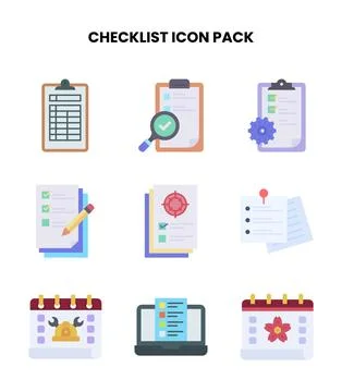 Checklist Flat Bundle Icons Pack Stock Illustration