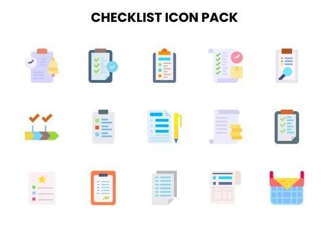 Checklist Flat Design Icons Pack Stock Illustration