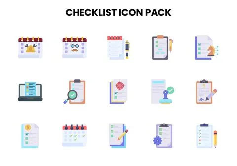 Checklist Flat Graphics Icons Pack Stock Illustration