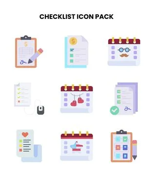 Checklist Flat Graphics Icons Pack Stock Illustration