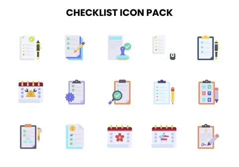 Checklist Flat Graphics Icons Pack Stock Illustration