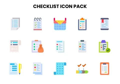 Checklist Flat Icons Pack Stock Illustration