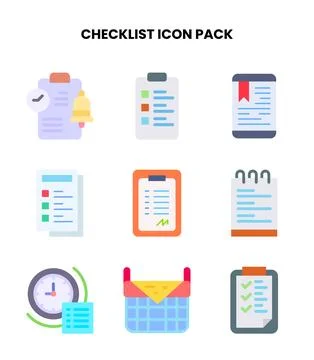 Checklist Flat Icons Pack Stock Illustration
