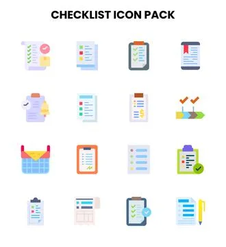 Checklist Flat Scalable Icons Pack Stock Illustration