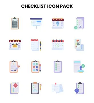 Checklist Flat Scalable Icons Pack Stock Illustration