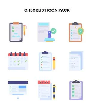 Checklist Flat Scalable Icons Pack Stock Illustration