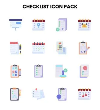 Checklist Flat UI Icons Pack Stock Illustration