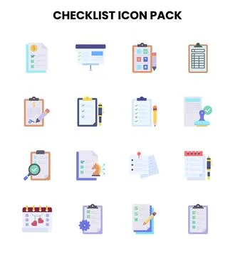 Checklist Flat UI Icons Pack Stock Illustration