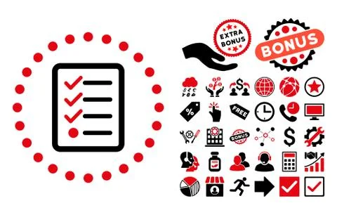 Checklist Flat Vector Icon with Bonus Stockillustratie