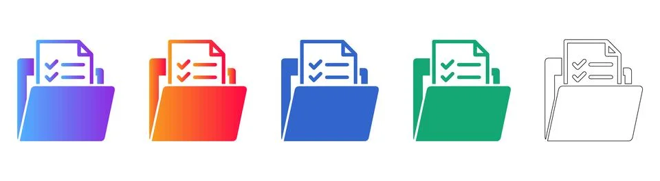 Checklist Folder Document Icons Stock Illustration