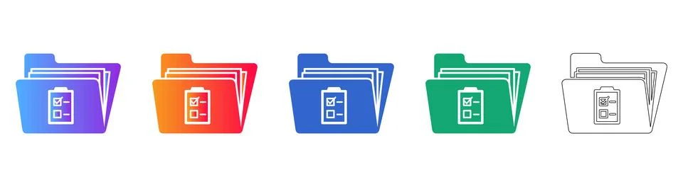 Checklist Folder Icon Set Illustrazione stock