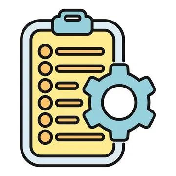 Checklist with gear icon for settings and tasks Stock Illustration
