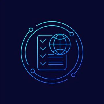 Checklist with globe icon, linear design Stock-Illustration