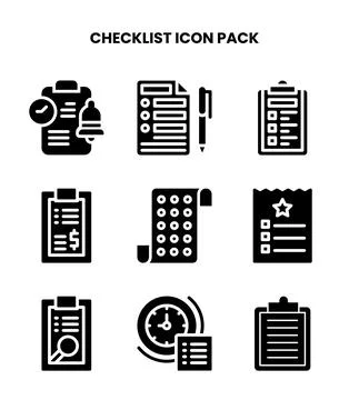 Checklist Glyph Bundle Icons Pack Stock Illustration