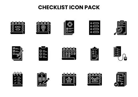 Checklist Glyph Collection Icons Pack Stock Illustration