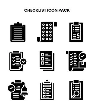 Checklist Glyph Collection Icons Pack Stock Illustration