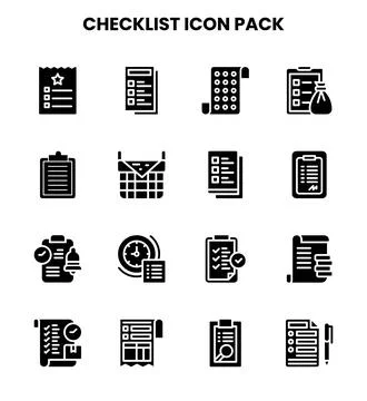 Checklist Glyph Design Icons Pack Stock Illustration