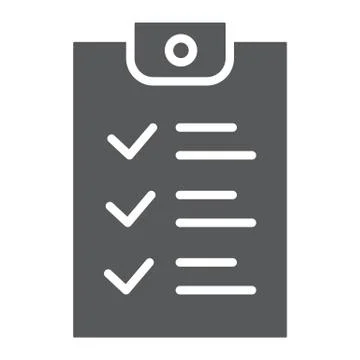 Checklist glyph icon, document and form, report sign, vector graphics, a solid Illustrazione stock
