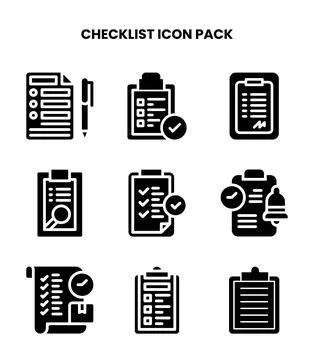 Checklist Glyph Scalable Icons Pack Stock Illustration