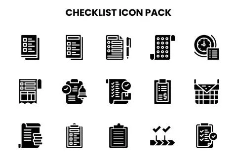 Checklist Glyph Set Icons Pack Stock Illustration