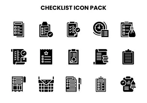 Checklist Glyph UI Icons Pack Stock Illustration