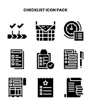 Checklist Glyph Vector Icons Pack Stock Illustration