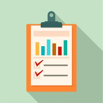 Checklist graph icon, flat style Stock Illustration