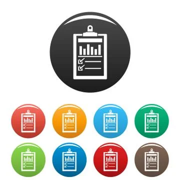 Checklist graph icons set color Illustrazione stock