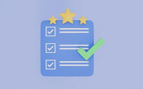 Checklist with Green Checkmark 3d illustration Stock Illustration