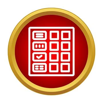 Checklist grid icon on red button managing tasks Stock Illustration
