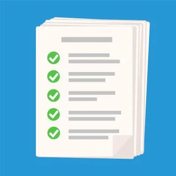 Checklist icon on blue background. Flat illustration for web, stock vector de Illustrazione stock