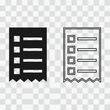 Checklist icon with checkboxes and lines, solid black and outline versions .. Stock Illustration