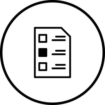 Checklist icon in circle outline, list icon with completed task, vector ill.. Stock Illustration