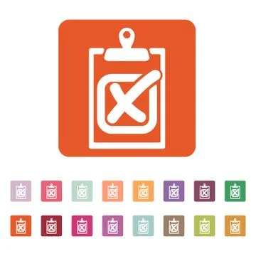 The checklist icon. Clipboard and failed task, wrong answer symbol. Flat Stock Illustration