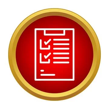 Checklist icon with completed tasks on red background Stock Illustration