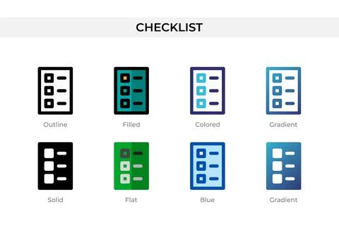 Checklist icon in different style. Checklist vector icons designed in outli.. Stock Illustration