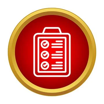 Checklist icon displaying completed tasks on red button Stock Illustration