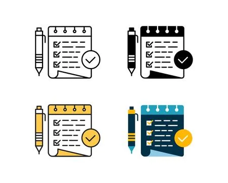 Checklist icon element vector design in 4 style line, glyph, duotone, and fla Stock Illustration