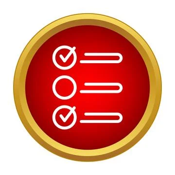 Checklist icon with items completed in red button Stock Illustration