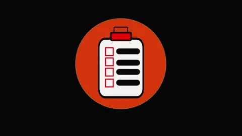 Checklist icon with red and white color scheme inside circular background. .. Stock Footage 337567590