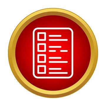 Checklist icon in a red circle with a gold border Stock Illustration