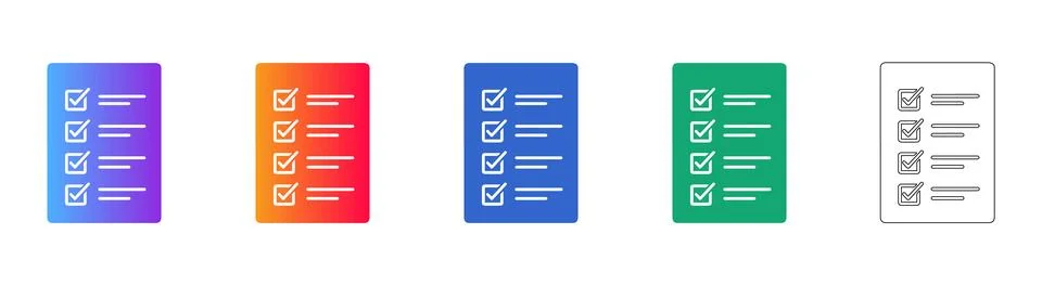 Checklist Icon Set with Gradient and Outline Styles 스톡 일러스트