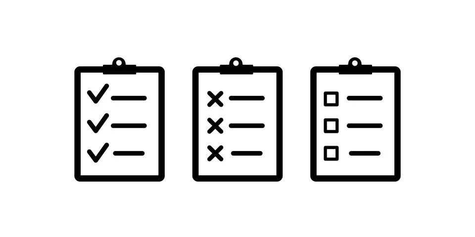 Checklist icon set. Vector graphic illustration. Suitable for website design, Stock Illustration