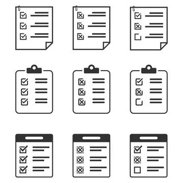 Checklist icon set vector linear illustration clipboard document task Stockillustratie